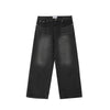 RT No. 10813 WASHED BLACK WIDE STRAIGHT DENIM JEANS