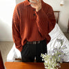 RT No. 6237 VERTICAL KNITTED BUTTON-UP SHIRT SWEATER