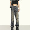 RTK (W) No. 2065 BLUE VINTAGE WASH SLIM STRAIGHT DENIM JEANS