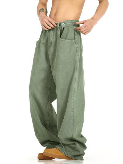 RT No. 11193 WASHED GREEN WIDE STRAIGHT JEANS