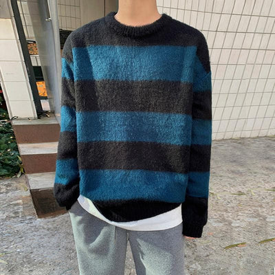 RT No. 3404 BLUE STRIPED KNITTED SWEATER