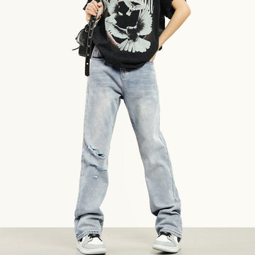 RTK (W) No. 2045 DISTRESSED STRAIGHT DENIM JEANS