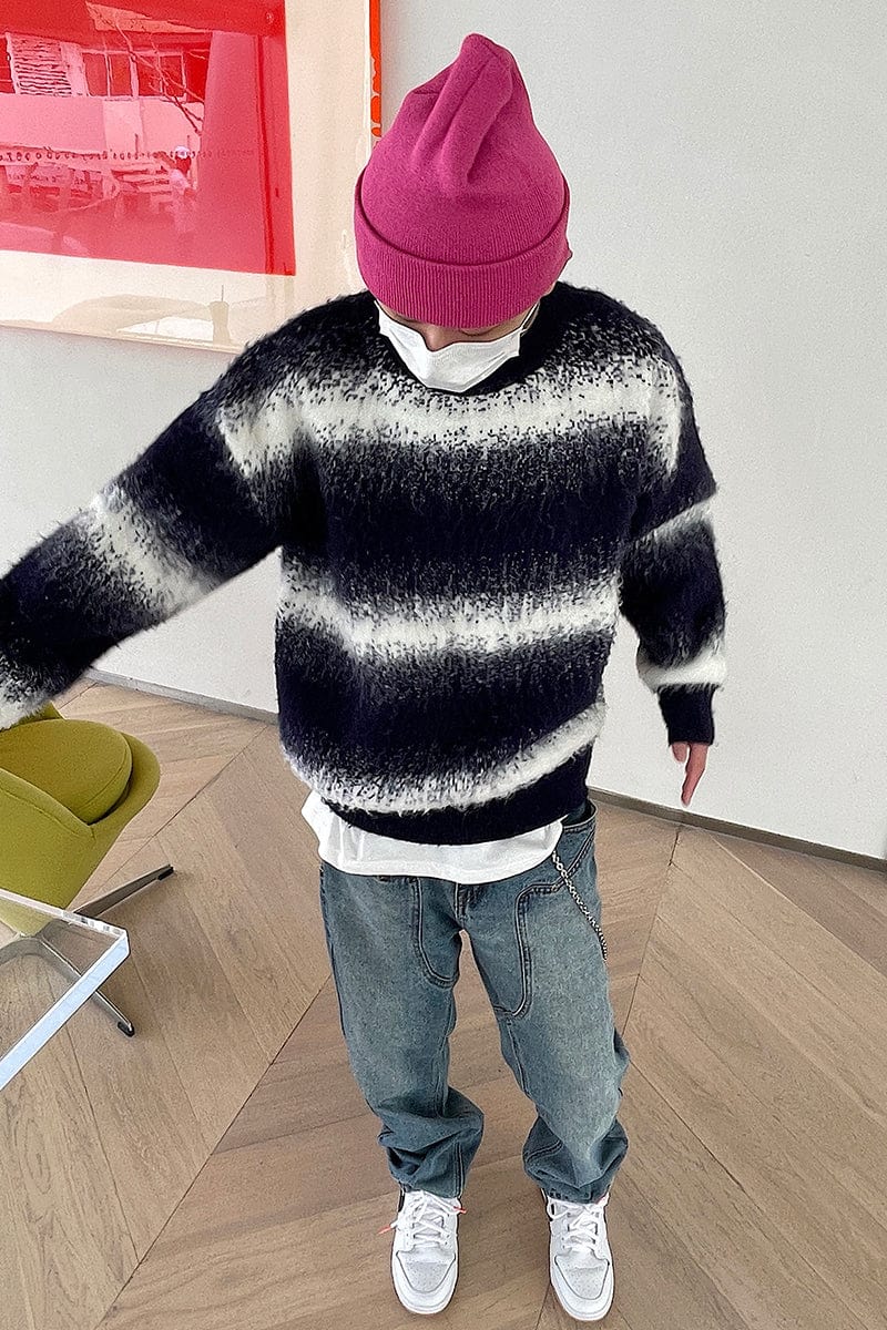 RT No. 6432 WOOLEN KNITTED PULLOVER STRIPED SWEATER