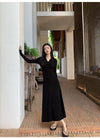 RTK (W) No. 1846 BLACK KNIT V-NECK LONG DRESS