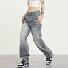 RTK (W) No. 1370 RECONSTRUCTED VINTAGE BLUE WIDE STRAIGHT DRAPE DENIM JEANS