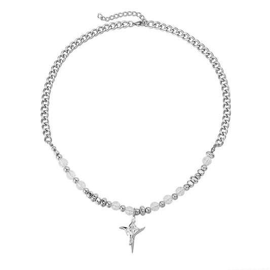 STAR CROSS PEARL CHAIN NECKLACE