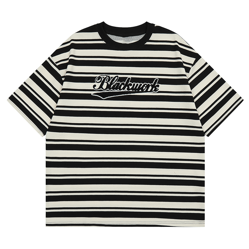 RT No. 9211 KNITTED STRIPED HALF SLEEVE TEE