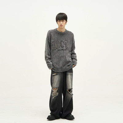 RT No. 10086 KNIT GOTHIC LETTER CREWNECK SWEATER