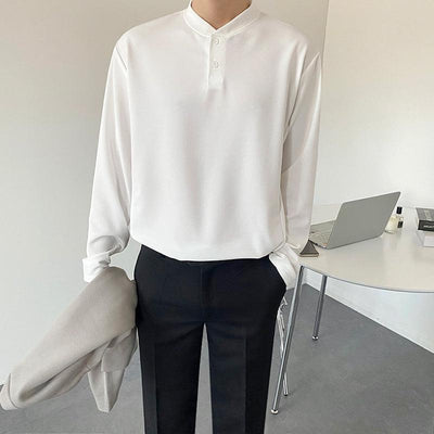 RT No. 4093 WHITE HALF BUTTON-UP LONGSLEEVE