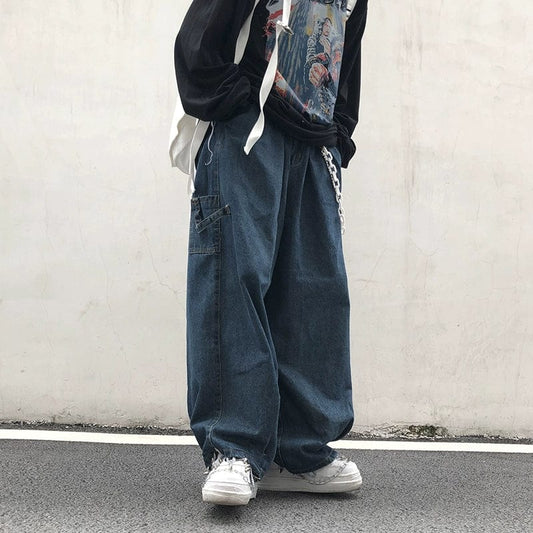 RT No. 10114 BLUE WIDE BAGGY DENIM PANTS