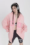 RTK (W) No. 3087 PINK EMBROIDERED ZIP-UP HOODIE