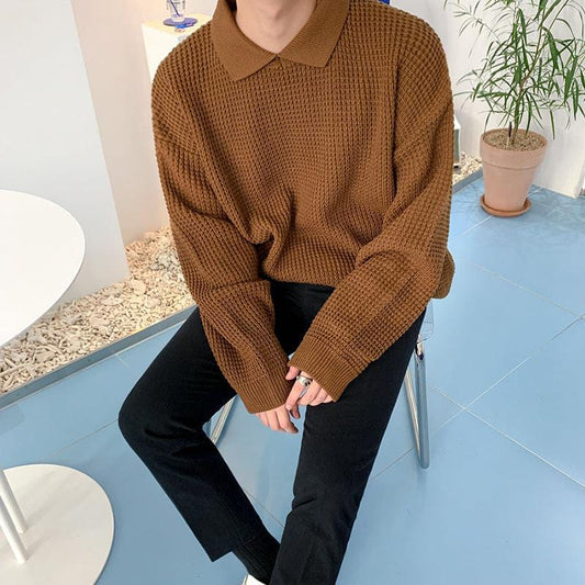 RT No. 3461 WAFFLE COLLAR SWEATER