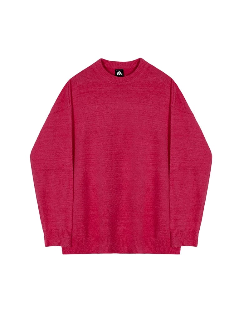 RT No. 10383 ROSE RED KNITTED PULLOVER SWEATER