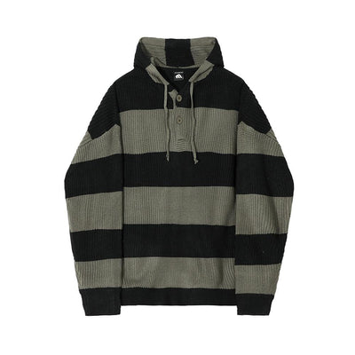 RT No. 5521 KNITTED BUTTON-UP HOODED SWEATER