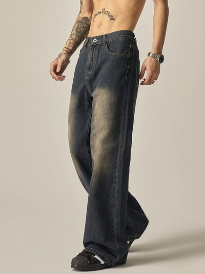 RT No. 11168 WASHED RELAX STRAIGHT DENIM JEANS