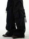 RT No. 11135 BLACK BAGGY STRAIGHT CARGO PANTS