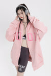 RTK (W) No. 3087 PINK EMBROIDERED ZIP-UP HOODIE