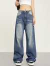 RTK (W) No. 1485 WASHED BLUE STRAIGHT DRAPE DENIM JEANS