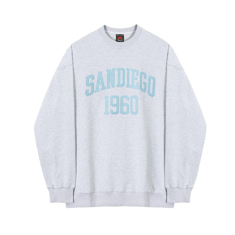RT No. 6828 GRAY LETTERED EMBROIDERED PULLOVER SWEATER