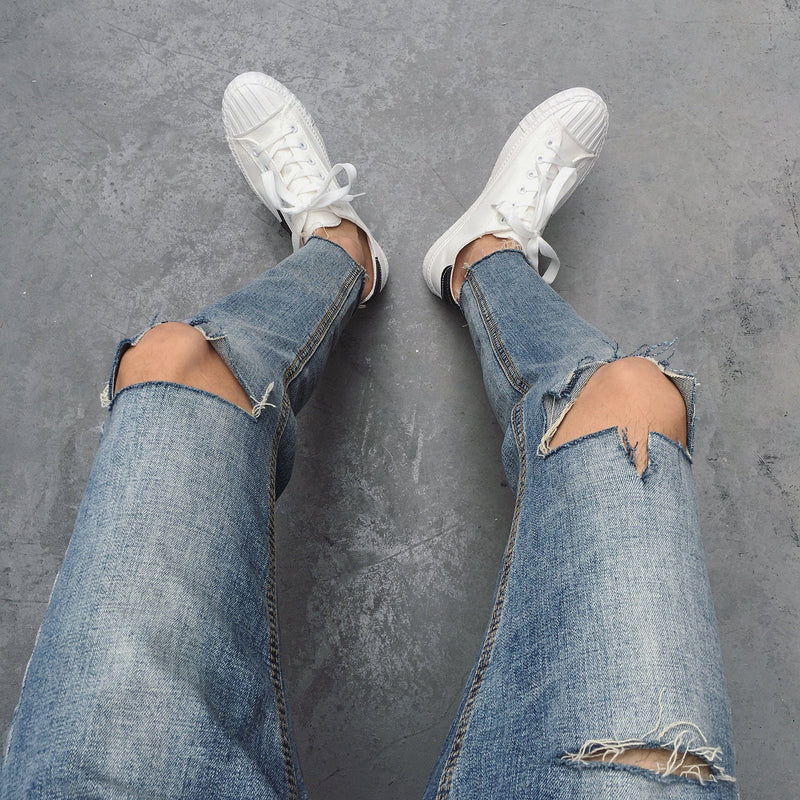 No. 3548 RIPPED WASHED BLUE SLIM JEANS