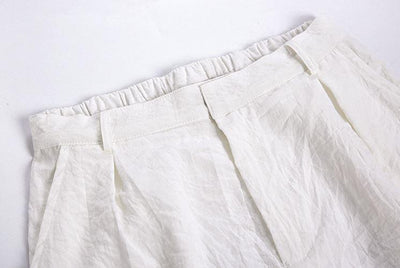 RT No. 4378 LINEN STRAIGHT WIDE DRAPE PANTS