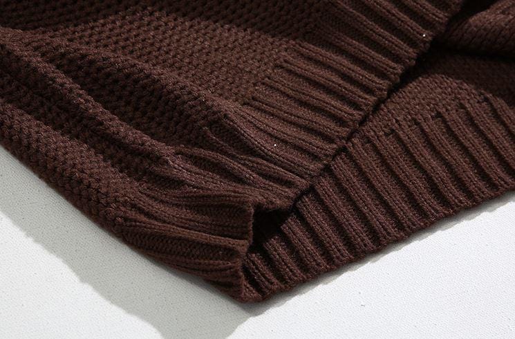 RT No. 5570 BROWN KNITTED ROUND NECK PULLOVER SWEATER